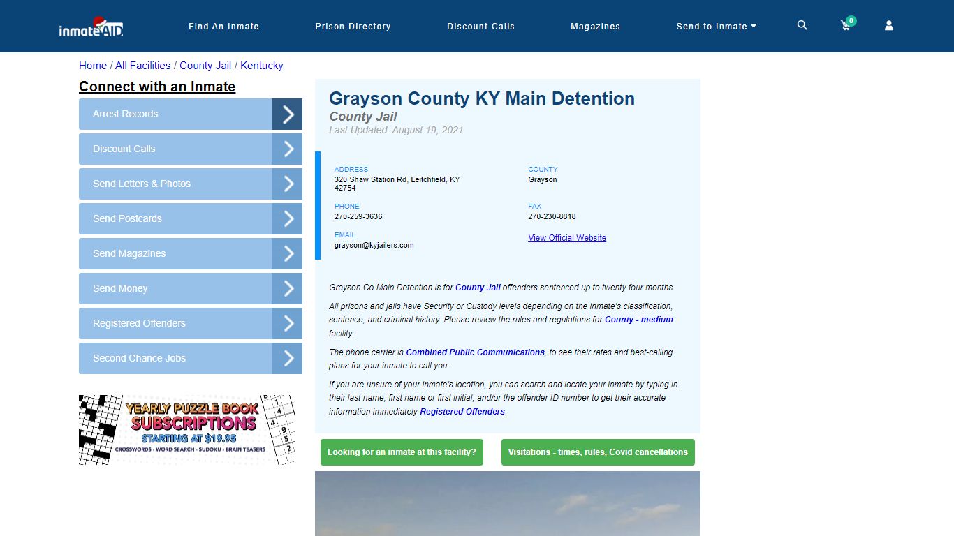 Grayson County KY Main Detention - Inmate Locator - Leitchfield, KY